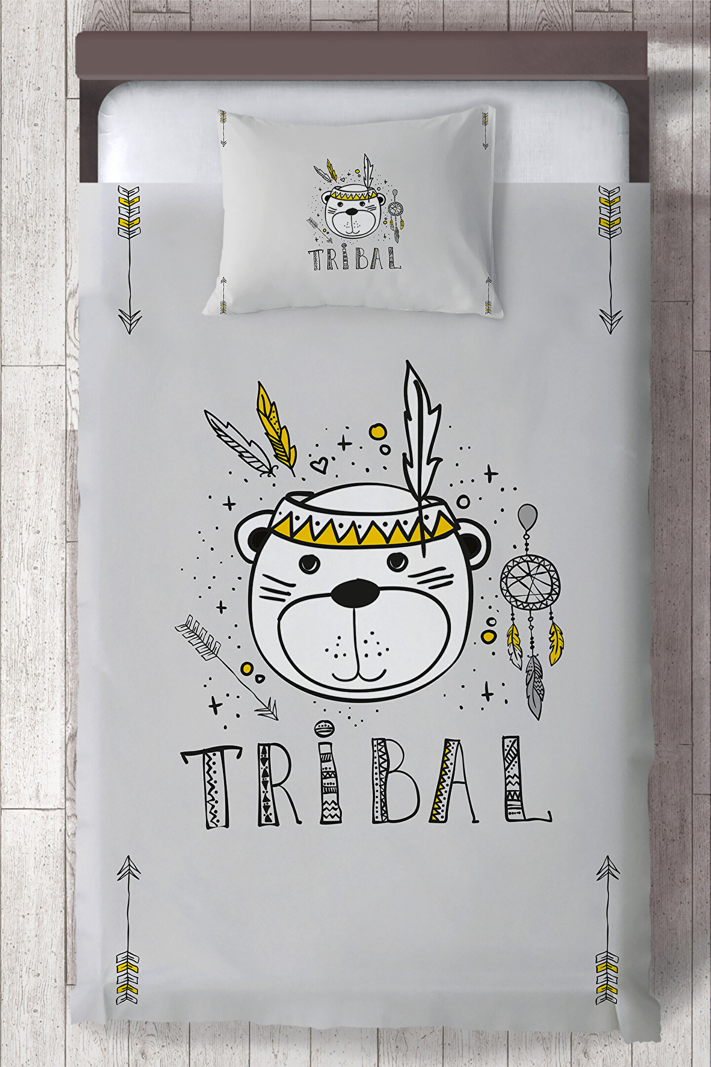 RONNA HOME RONNA HOME Bebek ve Çocuk Odası Tribal Ayıcık Desenli Yatak Örtüsü RNNYO-043