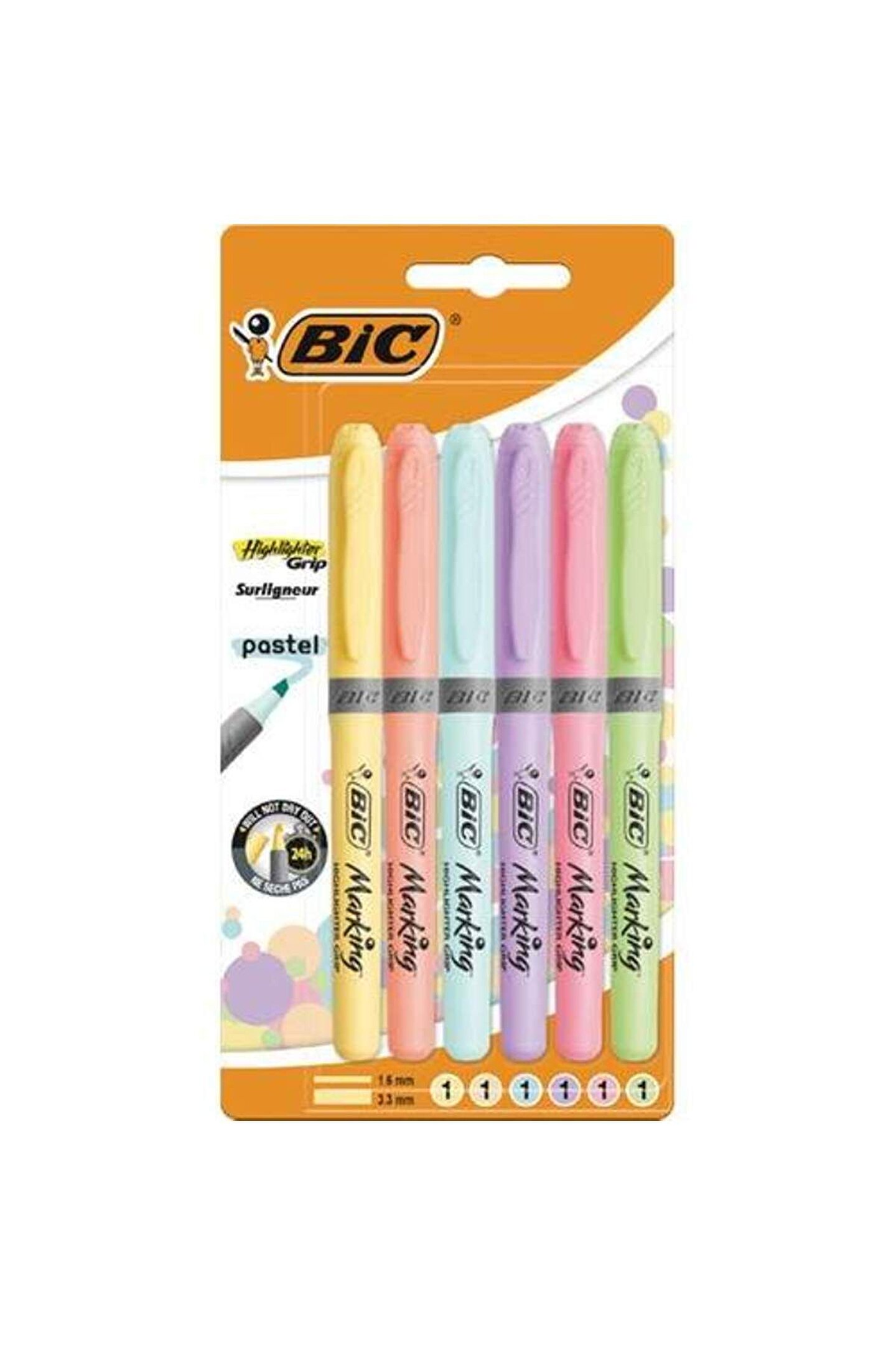 Bic Kalem Tipi Fosforlu Kalem Pastel Renk 6lı