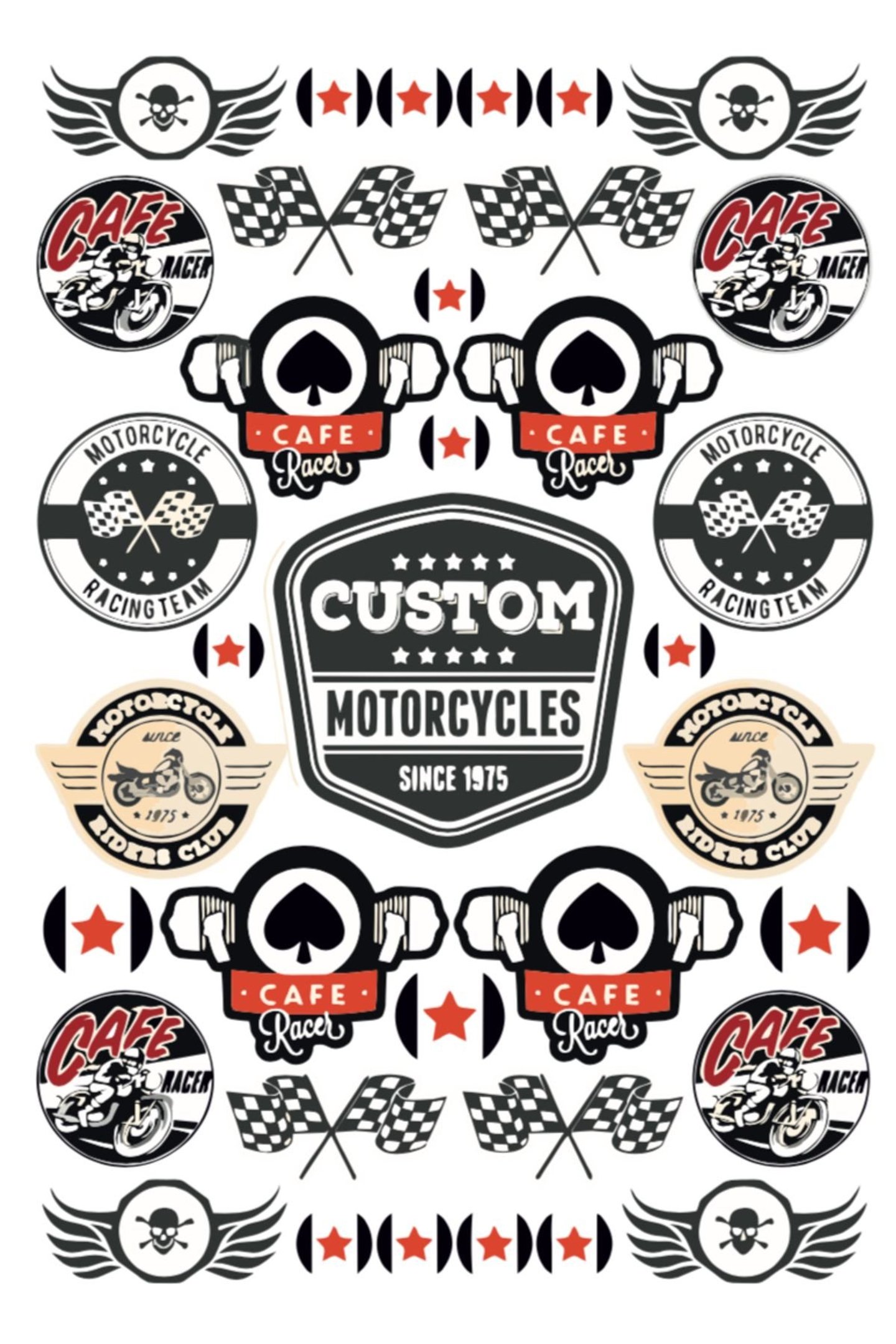 Cafe Racer Motorcycles Sticker CUSTOM MOTORCYCLES SINCE 1975** - Vintage & Cafe Racer | Vartabi