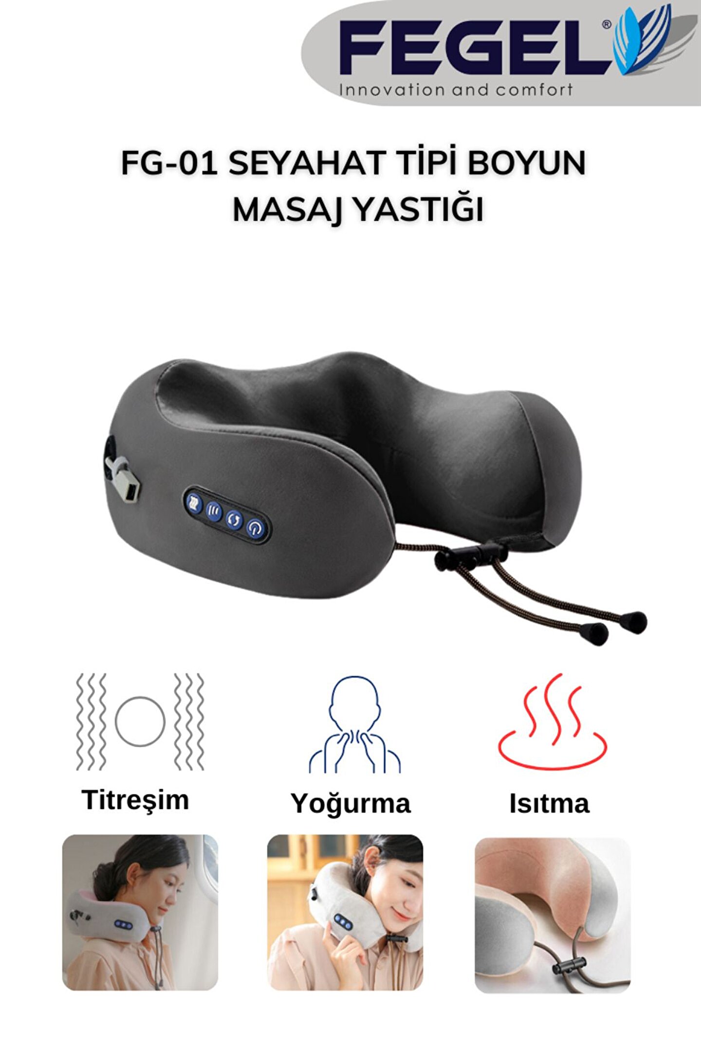 FG-01 Seyahat Tipi Masajlı Boyun Yastığı