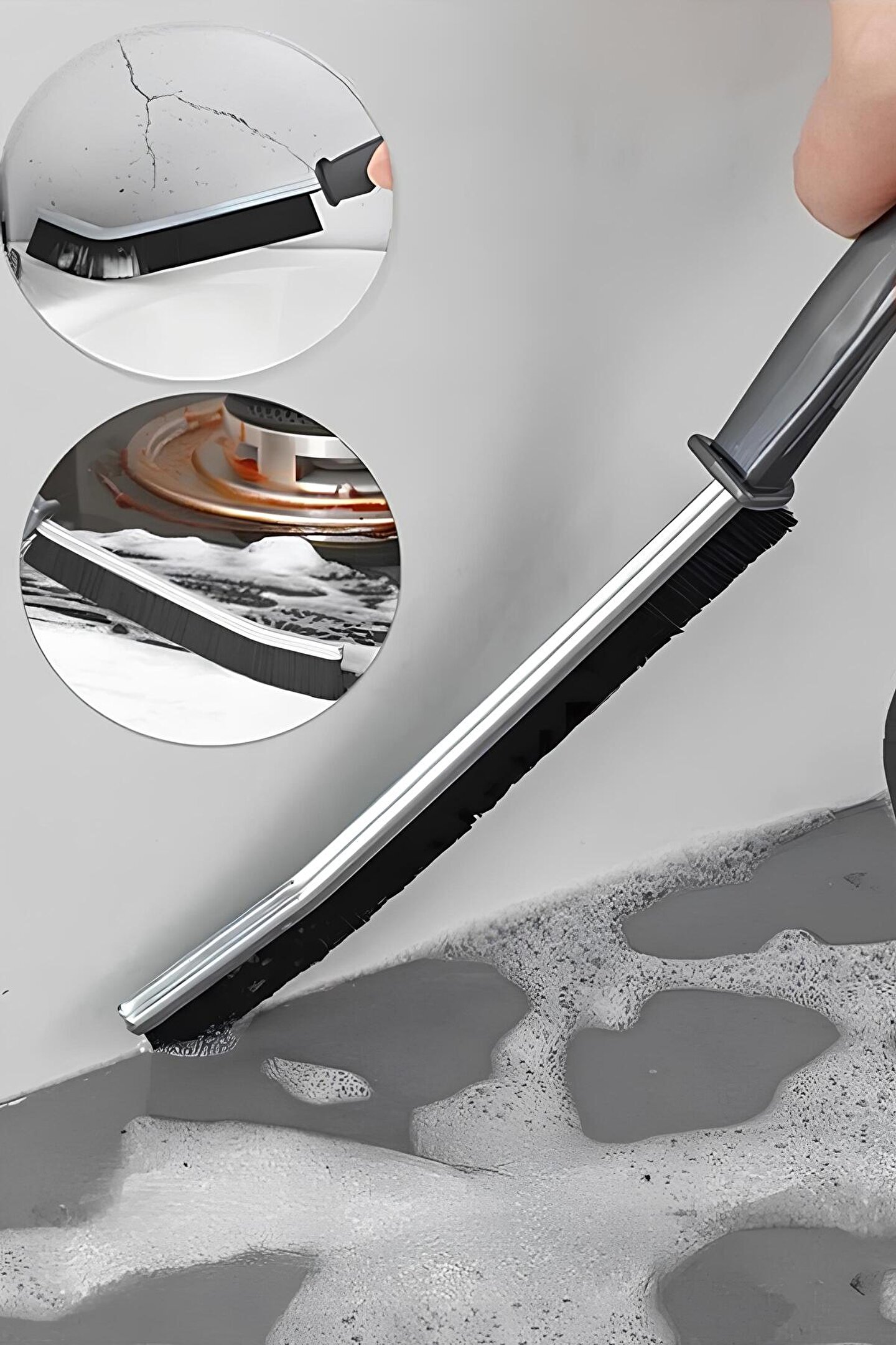 Orvila Ince Detaylı Temizlik Fırçası | Dar Köşe Kıl Saplı Derz Fırçası Banyo Mutfak 23 Cm