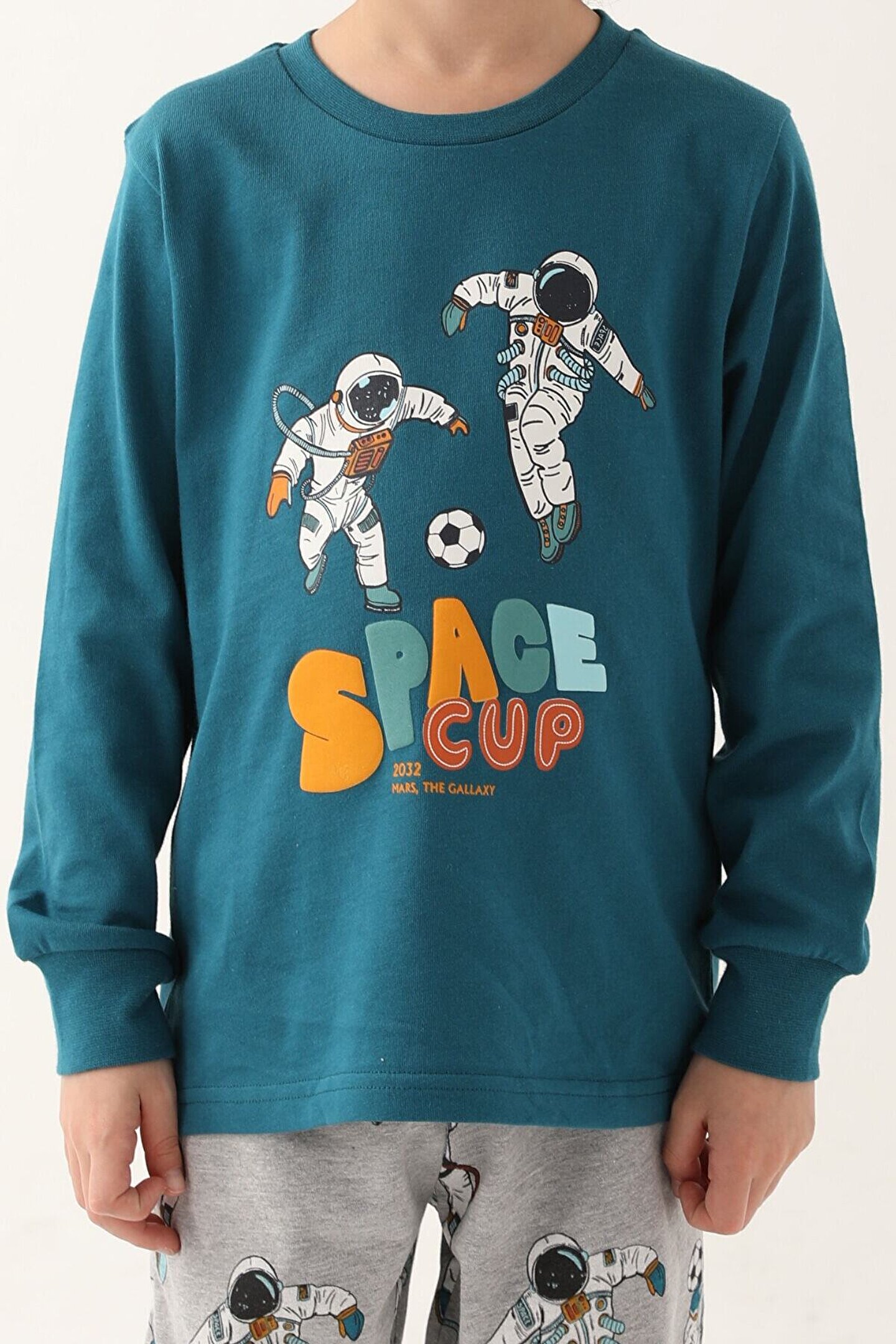 RolyPoly Space Yeşil Erkek Çocuk Uzun Kol Pijama Takım