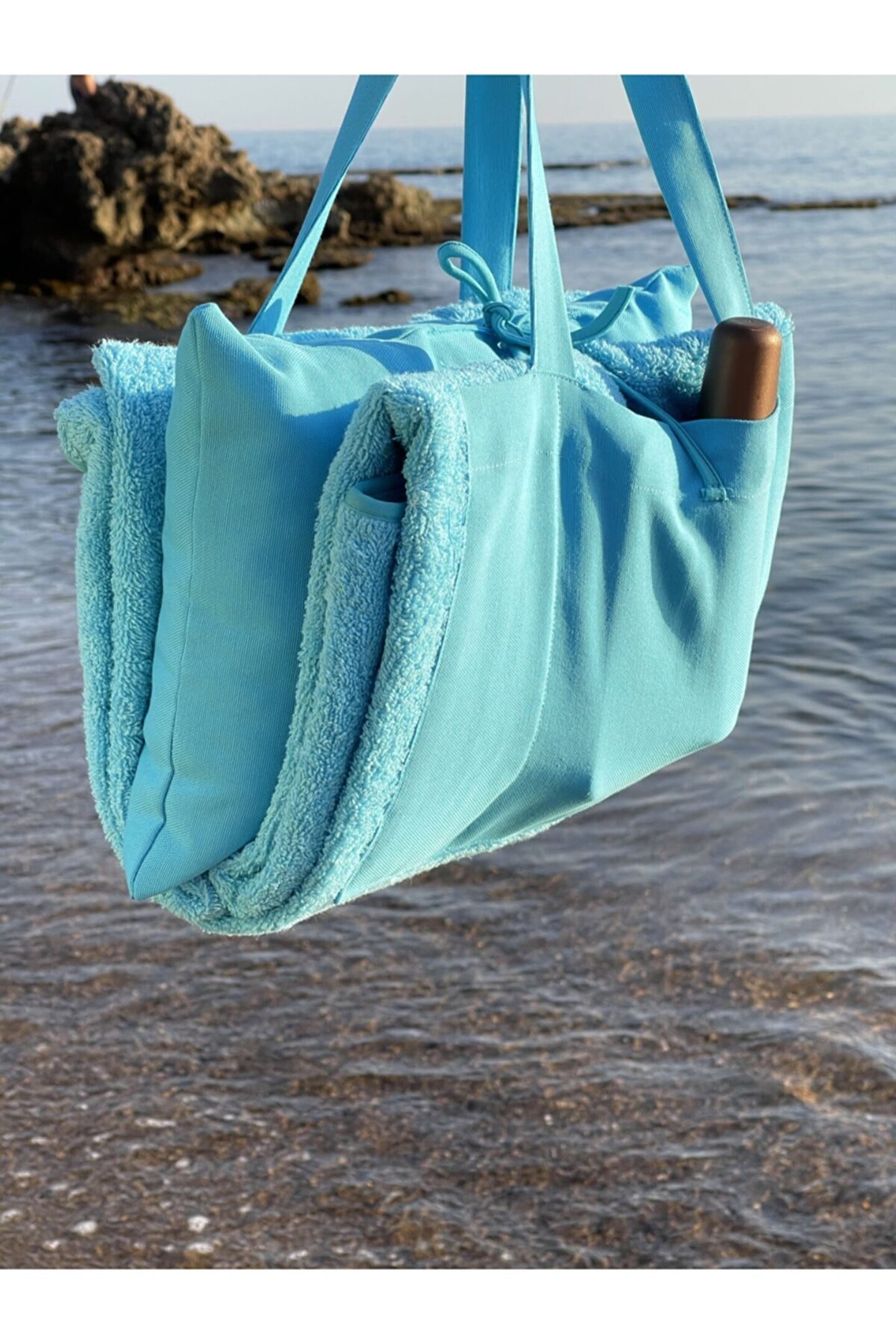 Liber Home Mavi Çanta Formunda Plaj Havlusu