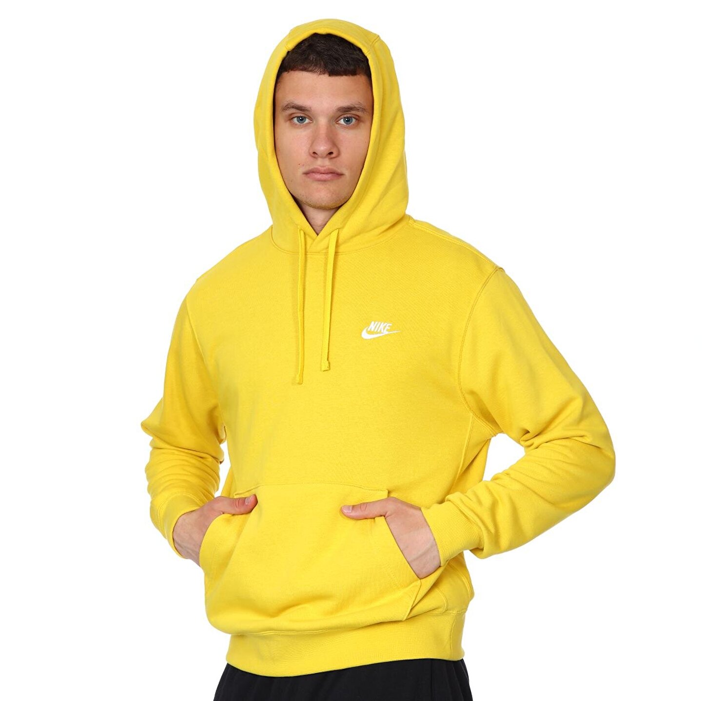 Nike M Nsw Club Hoodie Po Ft Erkek Sarı Günlük Stil Swe | Vartabi