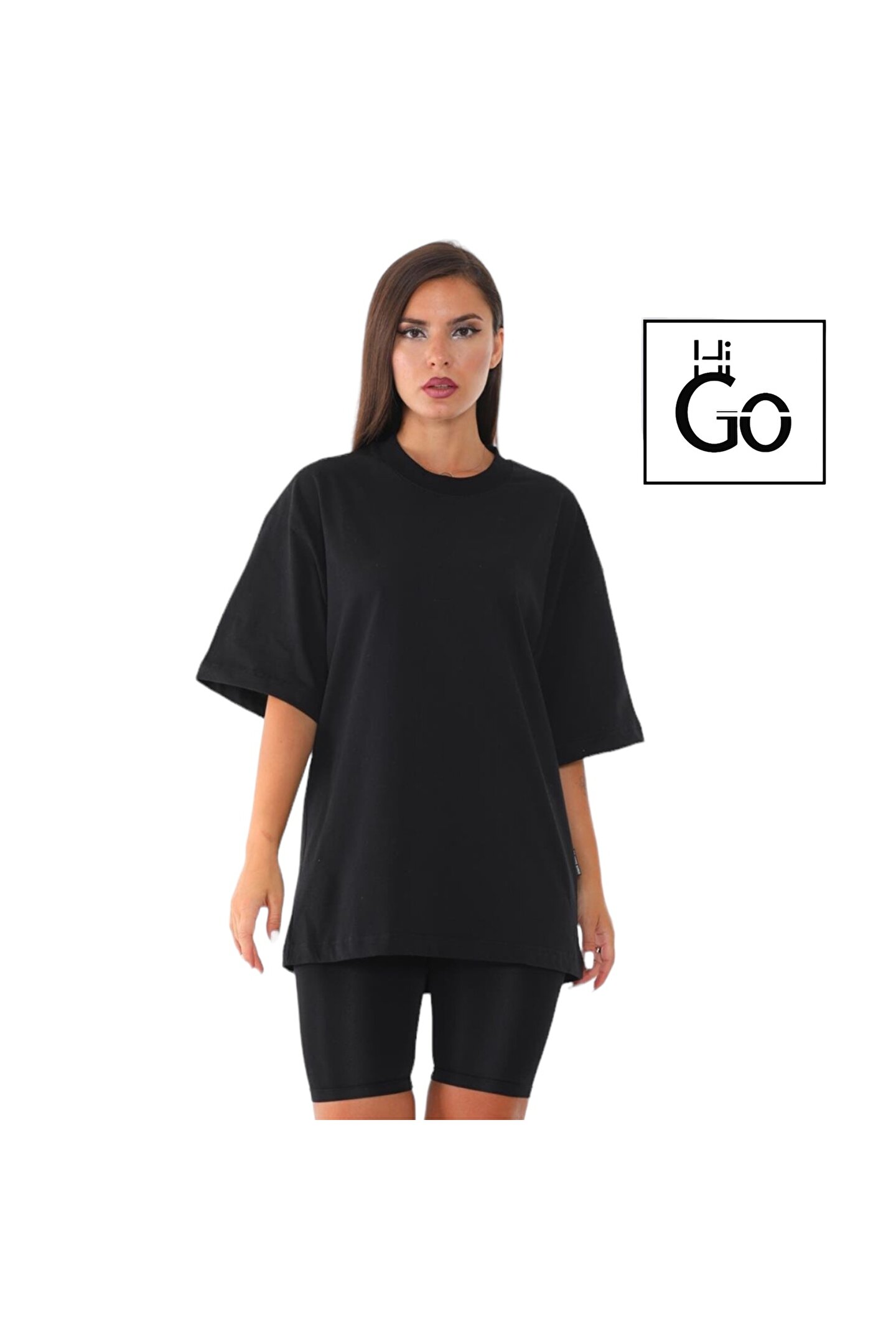 higo Essential Black Kadın Oversize T-Shirt
