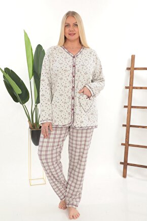 Pamuklu Önden Düğmeli Kadın Pijama Takımı