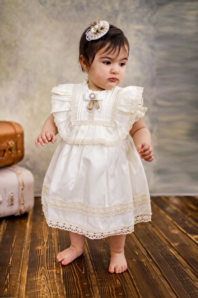 Kız Bebek Çocuk İncili Doğum Günü Vintage Elbise