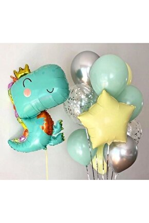Dinozor Konsept Sevimli Dinozor Balon Set Dinosaur Balloon Birthday Party Set