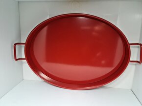Metal Oval Büyük Boy Tepsi Kırmızı