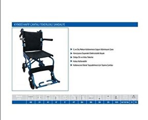 Comfort Plus KY9003 Hafif Çantalı Tekerlekli Sandalye