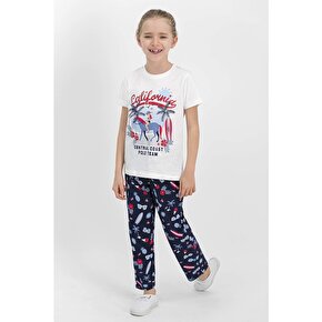 U.S. Polo Assn Lisanslı Krem Kız Çocuk Pijama Takımı