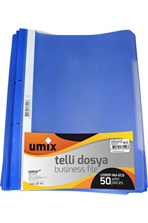 Umix Telli Plastik Dosya Mavi 50 Li 1 Paket