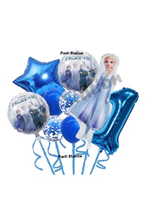 Frozen Karlar Ülkesi Elsa Konsept 1 Yaş Doğum Günü Balon Set Frozen Elsa Temalı Balon Set