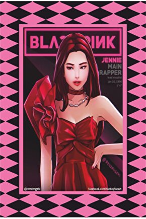 K-pop Black Pink Çerçeve Görünümlü Retro Ahşap Poster-1