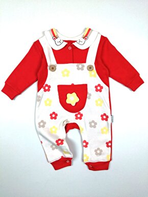Kız Bebek Çiçek Baskılı Bebe Yaka Tulum