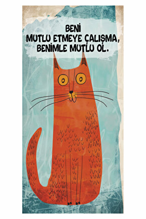 sevgi aşk sözleri sevimli kedi ev dekorasyon tablo mini retro ahşap poster