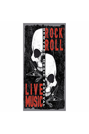 rock and roll siyah kırmızı kuru kafa müzik ev dekorasyon tablo retro ahşap poster