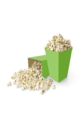 Yeşil Karton Popcorn Mısır Cips Kutusu 8 Adet