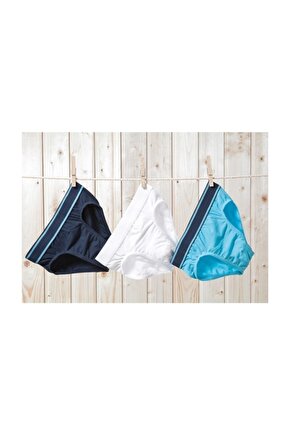 Erkek Çocuk Külot 3lü Paket 9394 - Lacivert Aqua Beyaz