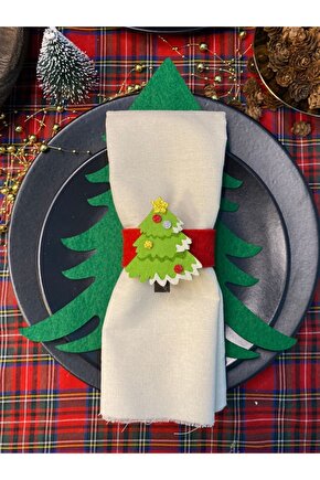 Çam Ağacı Keçe Peçetelik Yılbaşı Christmas Tema - 6lı Set