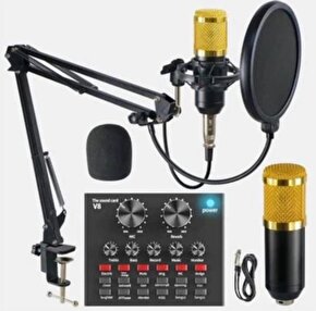 PROFESYONEL STÜDYO MİKROFONU 3.5MM JACK GİRİŞLİ YOUTUBER KONDENSER FULL SET STUDIO MICROFON KİT