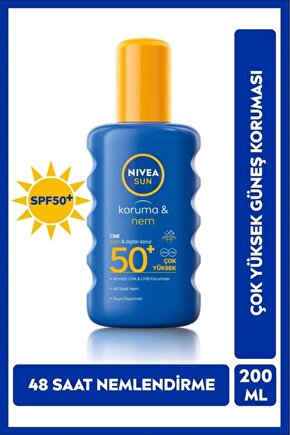 Güneş Koruyucu Ve Nemlendirici Sprey 200ml, Spf50, Suya Dayanıklı, Uvauvb Koruması