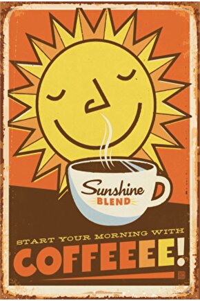 Sabah Güneşi Sabah Kahvesi Mutfak Dekorasyon Retro Ahşap Poster