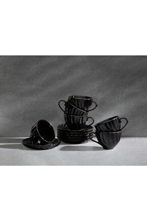 Yasemin Siyah 12 Parça Porselen Kahve Takımı 92100