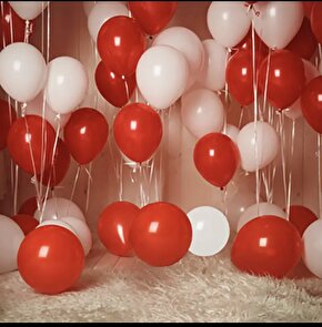 Pastel kırmızı beyaz latex balon 25 adet