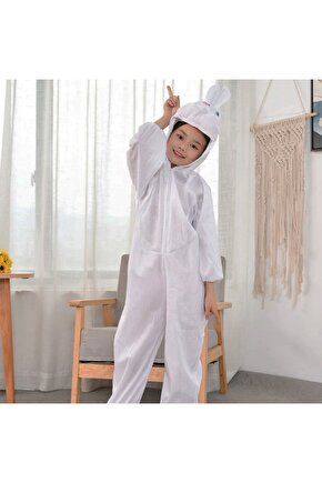 Çocuk Tavşan Kostümü Beyaz Renk 4-5 Yaş 100 Cm