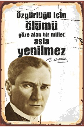 Atatürk Diyor Ki Özgürlük Retro Ahşap Poster