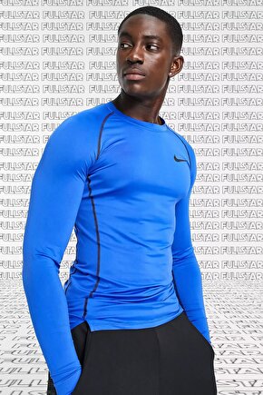 Pro Dri Fit Mens Tight Fit Top Slim Fit Uzun Kollu Sweatshirt Body Sax Mavi