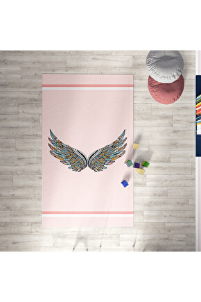 RONNA HOME Bebek ve Çocuk Odası Kanat Desenli Dekoratif Antialerjik Halı RNNCH-057