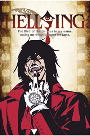 Hellsing Anime Manga Retro Ahşap Poster