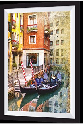 Venedik Gondol Sanatsal Çerçeve Görünümlü Ahşap Tablo