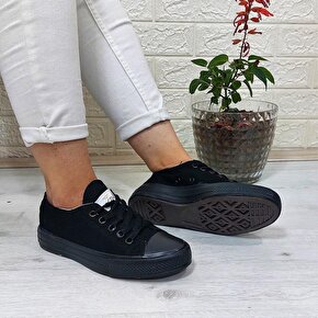 Fiyra 554 Siyah-Siyah Kısa Unisex Sneaker Keten Spor Ayakkabı