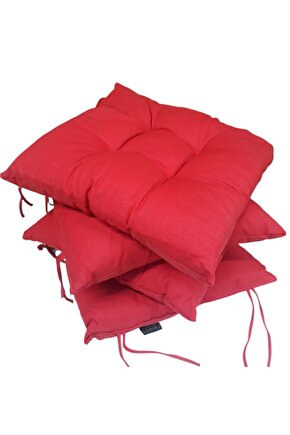 Kırmızı.4lü Kombin Pofidik Kare Sandalye Minderi Kırmızı 40 X 40 Cmkırmızı