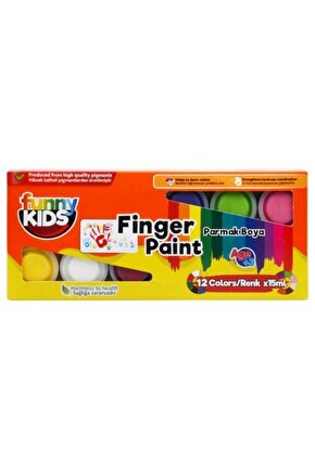 Funny Kids 12 Renk Parmak Boyası 12x15 Ml