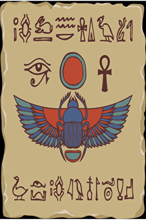 antik mısır mitolojik ikonlar estetik retro ahşap poster