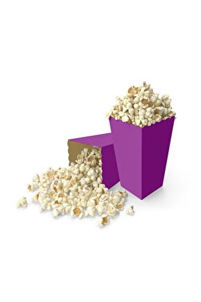 Mor Karton Popcorn Mısır Cips Kutusu 8 Adet