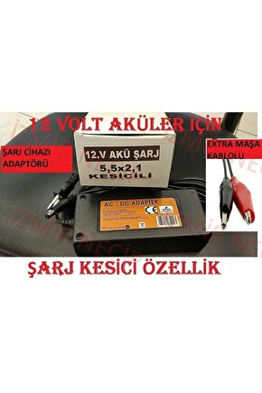 12 Volt 3.5 Amper Akü Şarj Cihazı Adaptörü Otomatik Kesicili Özellik Hem Adaptör Giriş Hem Maşalı