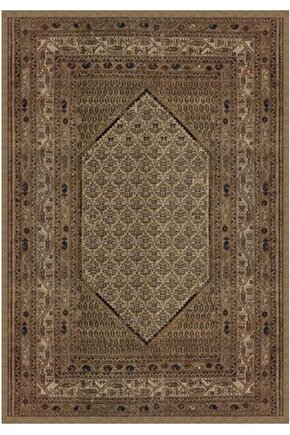 Gloria Td737 Bej Klasik Desen Dokuma Saçaklı Kilim