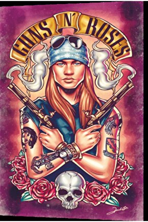 Guns N Roses Rock Müzik Retro Ahşap Poster