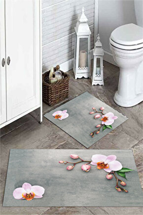Mekta Home 3 Boyutlu Kiraz Çiçeği 2li Banyo Paspas Takımı MKTPP-2026 60X10050X60