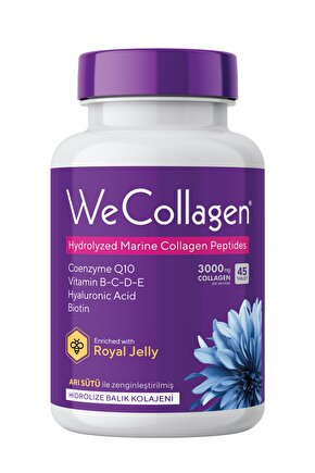 WeCollagen® 45 Tablet - 3000mg Kolajen Tip 1-2-3 Arı Sütü Biotin %100 Saf Ve Doğal Diyet Takviyesi