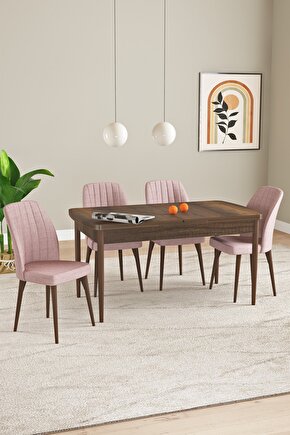 Elis Barok Desen 80x132 Açılabilir Mutfak Masası Takımı 4 Adet Sandalye