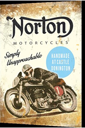Norton Klasik Yarış Motoru Retro Ahşap Poster