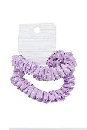 Lila Mini Puantiye 2li Lastik Toka, Saç Tokası, Saç Aksesuarı