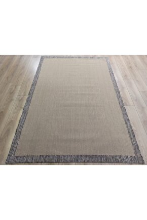 Sisal 9709 Bej  Gri Bordürlü Jüt Sisal Kilim