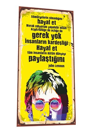 John Lennon Mini Retro Ahşap Poster